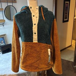 Ascend Green and Brown Colorblock Hoodie